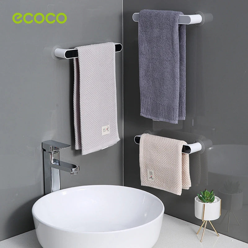 No Drill Bathroom Towel Rack with Suction Cups, Adjustable Shelf for Bath Kitchen Dorm, Nordic Rustproof Stainless Steel