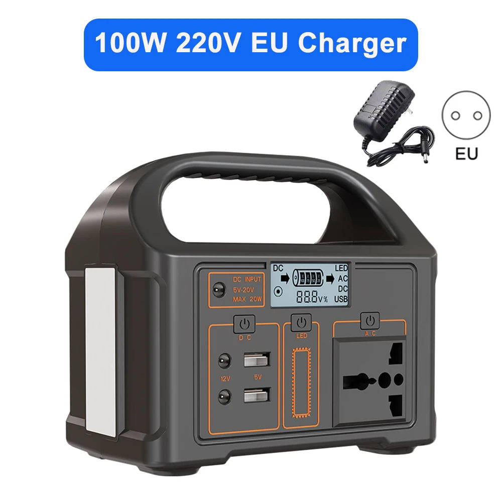 24000mAh Power Station 100W LiFePO4 Solar Generator Portable Power Station UPS Emergency Energy Storage Supply for Camping RV WardBoyzPROShop