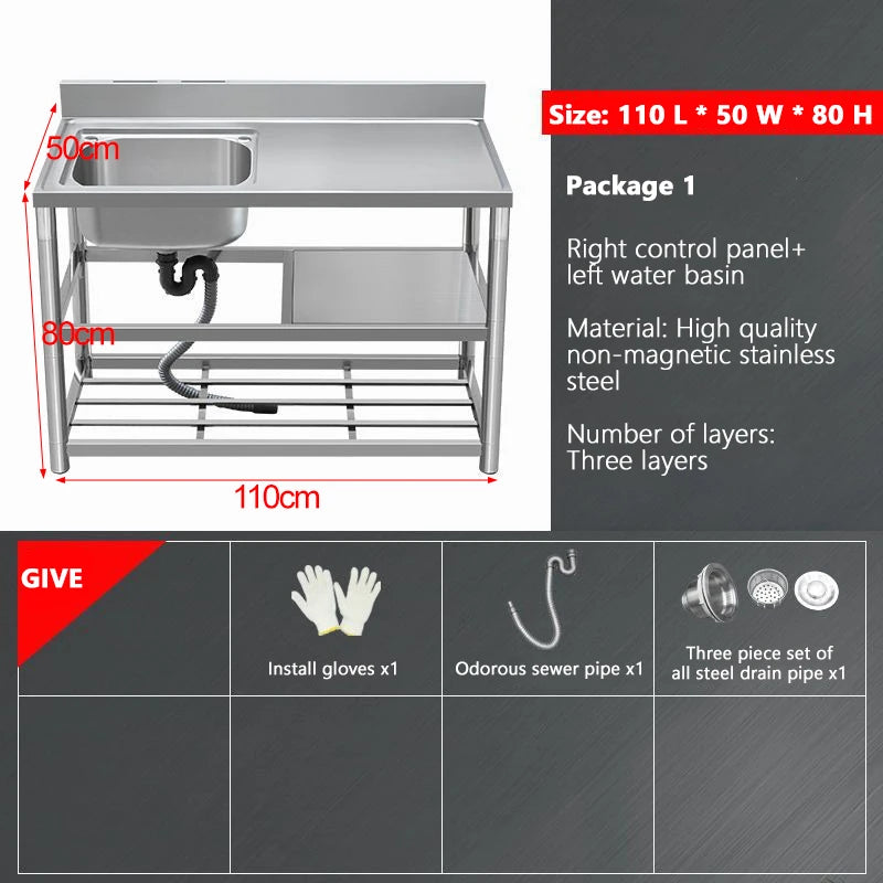 Thickened Stainless Steel Washbasin Household Sink Double Sink Kitchen Washing Basin Countertop Integrated with Bracket Sink