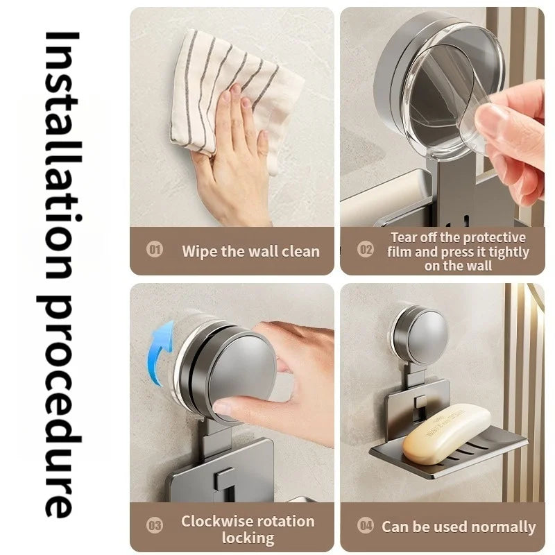 No Need To Drill Suction Cup Bathroom Drain Soap Storage Holder Soap Dish Storage Rack Bathroom Accessories