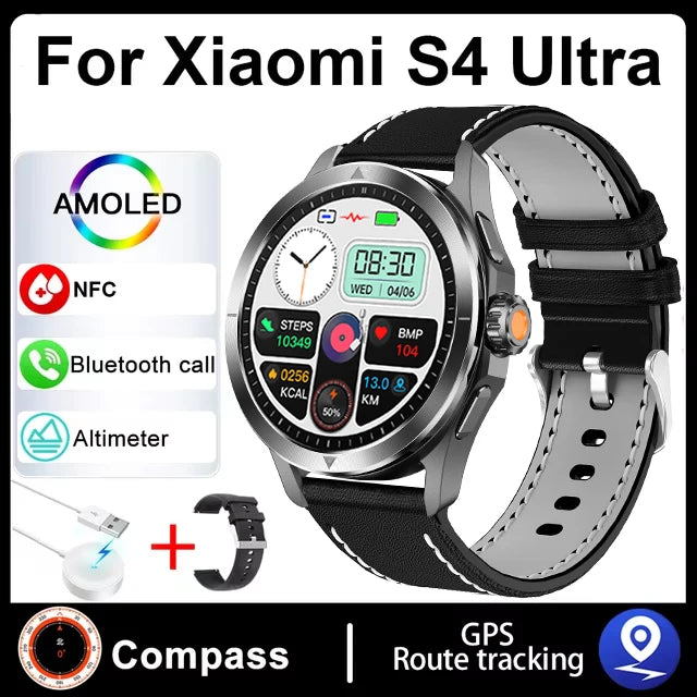 S4 Ultra For Xiaomi Smart Bracelet Men Watch AMOLED HD Screen Bluetooth Call GPS Trajectory NFC Heart Rate Compass SmartWatches WardBoyzPROShop