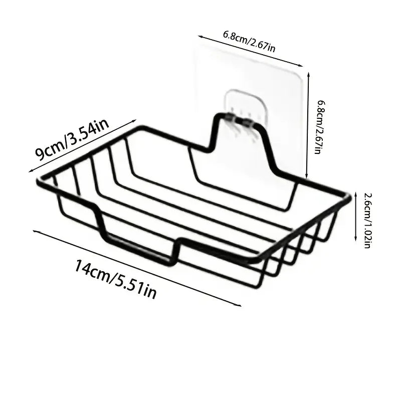 Stainless Steel Soap Dish – Wall-Mounted, No Drill, Holds 2 Soap Bars, Drain Holes, Bathroom Decor for Halloween & Christmas