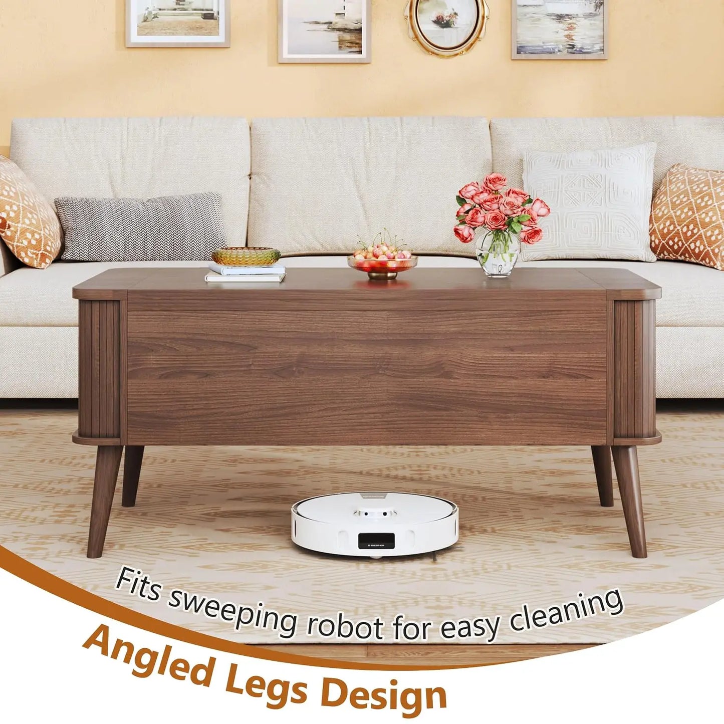 Lift Top Coffee Table, 40" Square with 3 Hidden Compartments, Table Converts to Dining Table for  Home , , Customized