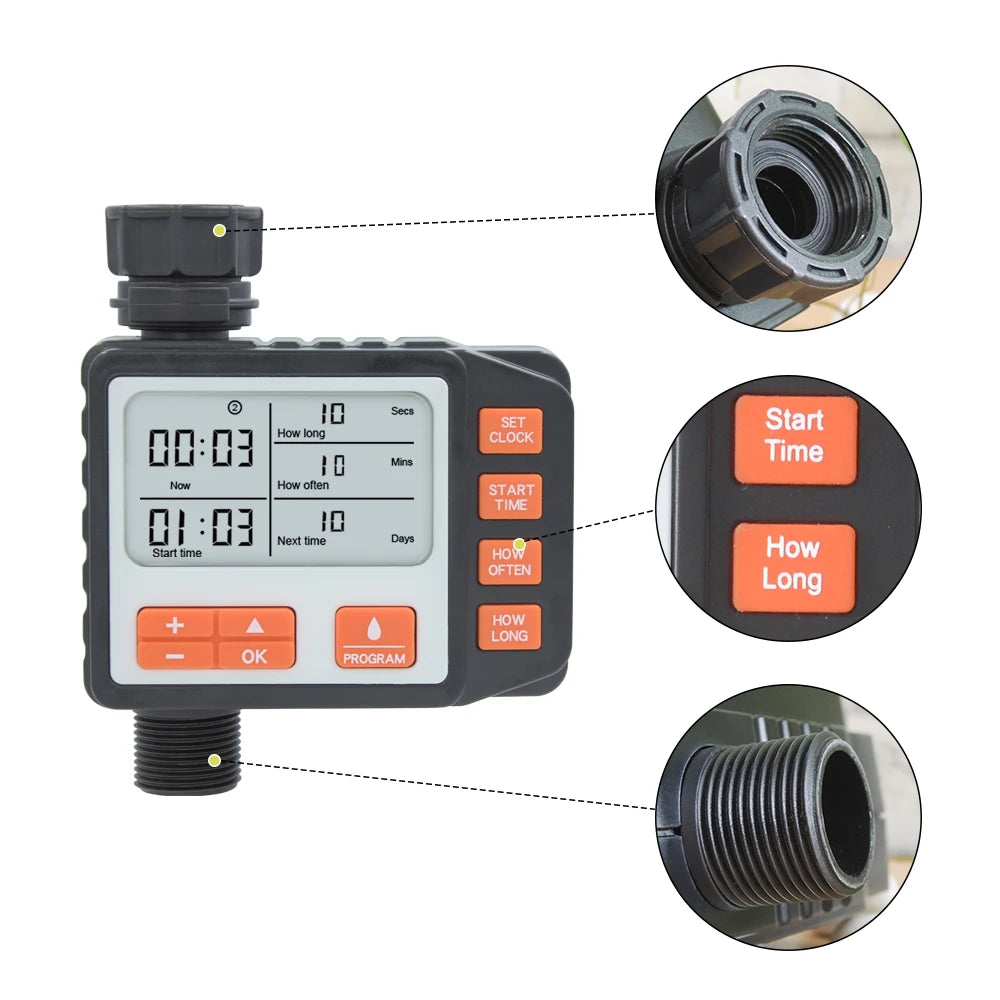 Large Screen Display Garden Watering Timer Digital Programmable  Irrigation Controller Lawn Flower Plant Automatic Watering Tool