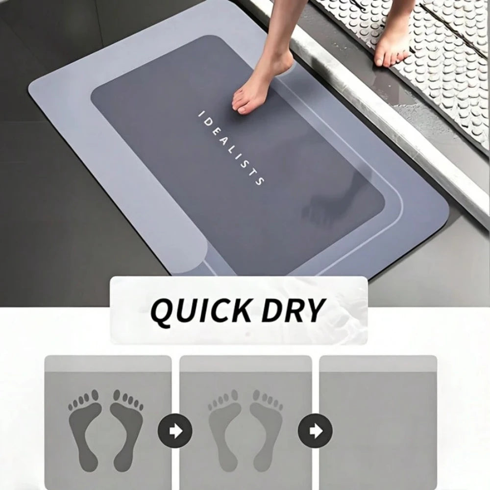Bathroom Absorbent Diatomaceous Earth Mat with Stone Print Non Slip Quick Dry Shower Rug for Bathroom Door Entry Home Decor
