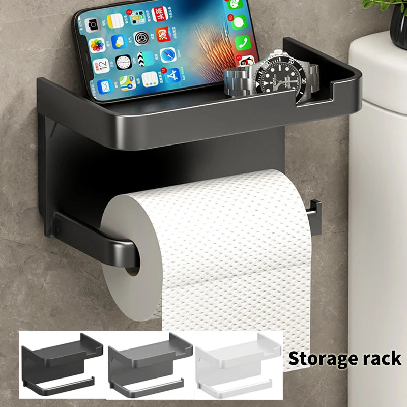 Bathroom Tissue Holder, No Drilling, Wall-Mounted Tissue Dispenser, Facial Tissue Storage Shelf, Toilet Paper Holder