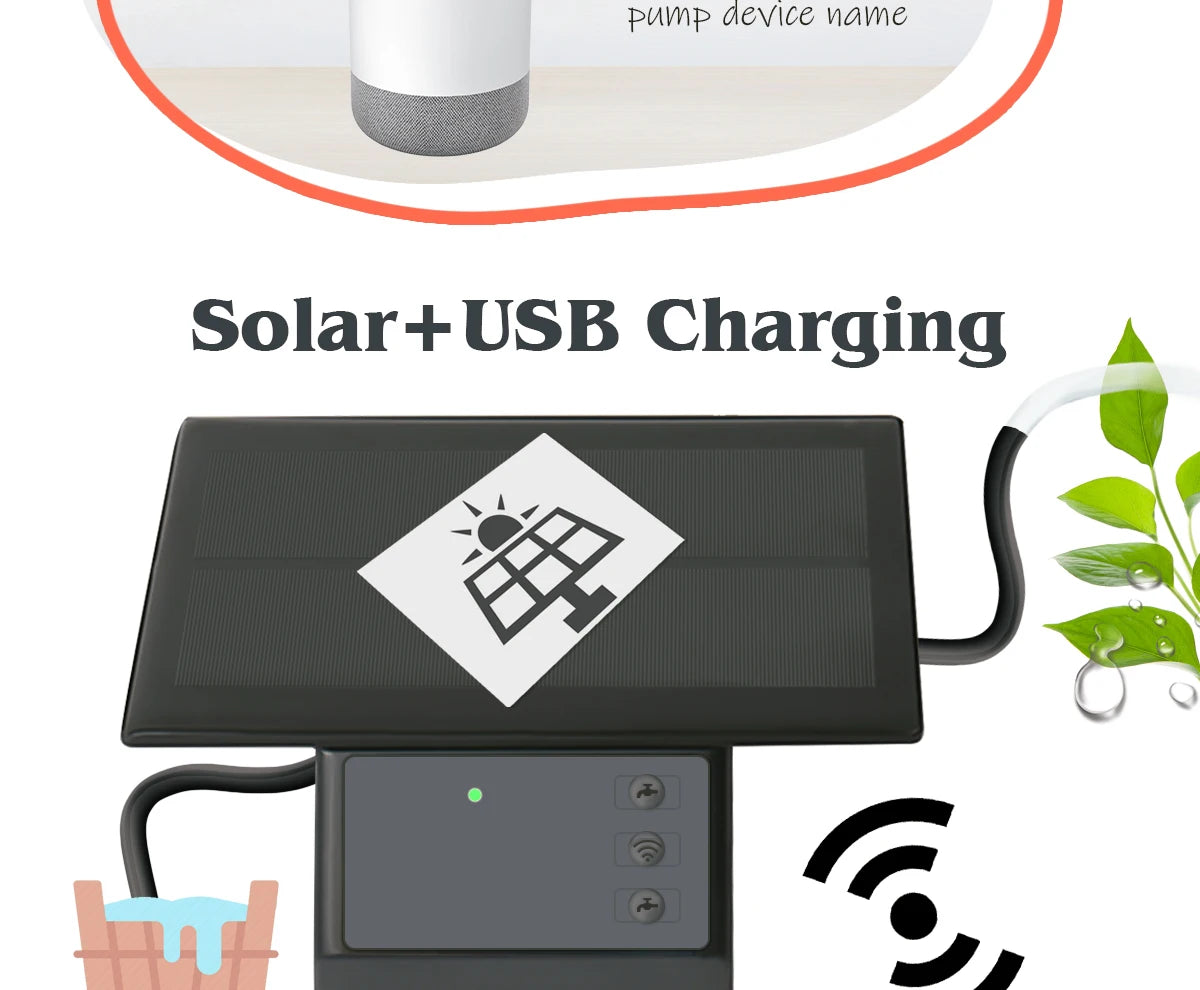 Tuya Wifi-compatibility Solar Power Timer Pump Automatic Drip Irrigation Kit Garden Mobile Phone Remote Control Watering System