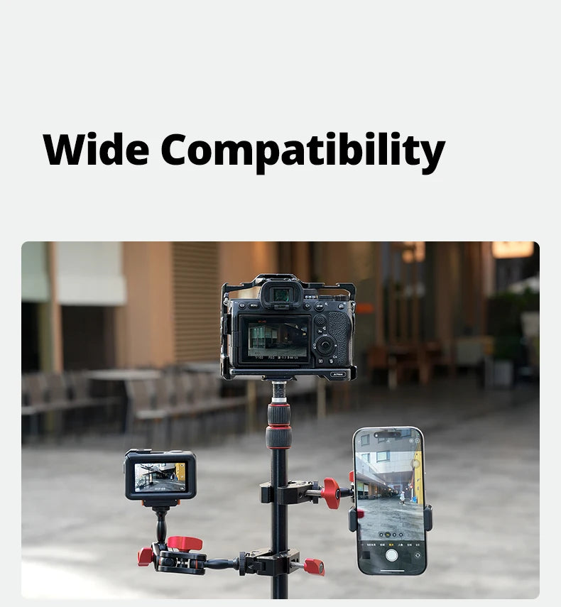 AMBITFUL 360° Double Ballhead Magic Arm With Super Clamp Kit 1/4" Screw Ball Head Adapter For Monitor LED Light Camera