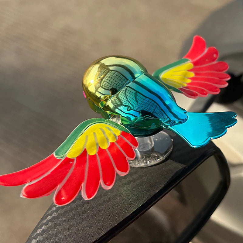Vibrant Simulation Fly Bird Motorcycle Car Charm, Cute Winged Mate Waving in the Wind, Cool and Fun Car Companion