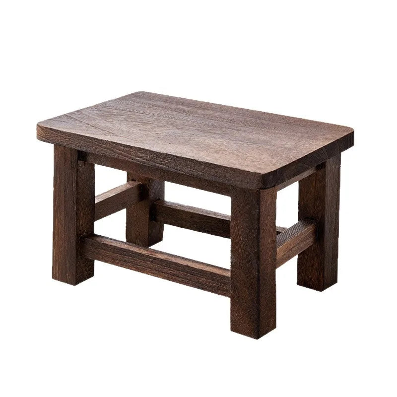 All Solid Wood Small Stool, Retro Shoe Changing Stool, Coffee Table Stool, Paulownia Small Bench