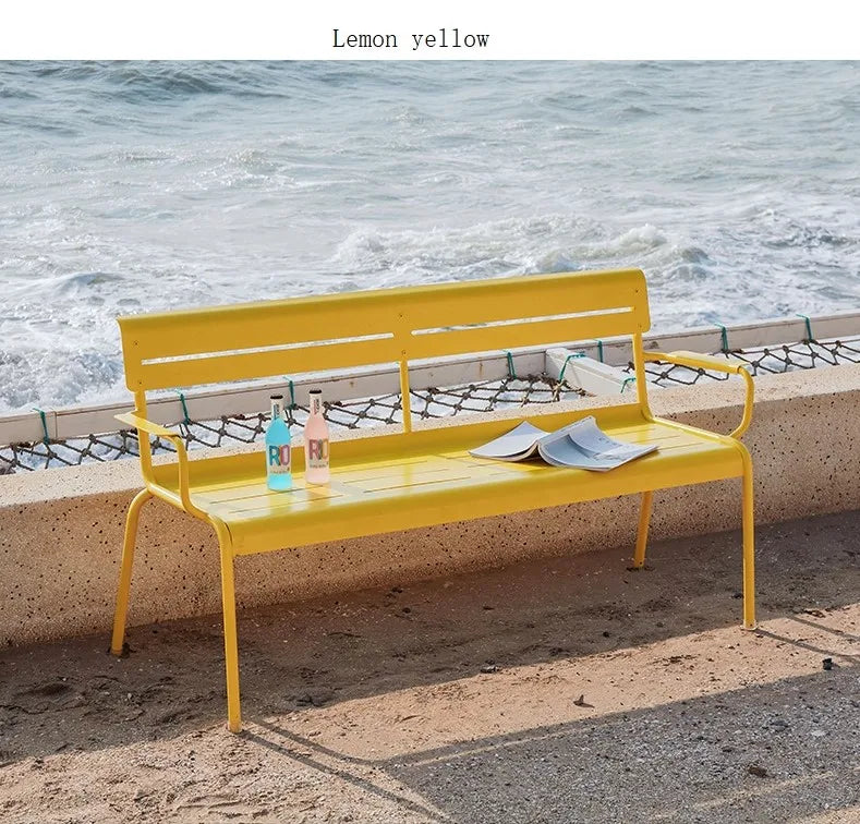 Outdoor Courtyard Leisure Bench Outdoor Garden Terrace Aluminum Alloy Double Bench Balcony Back Bench