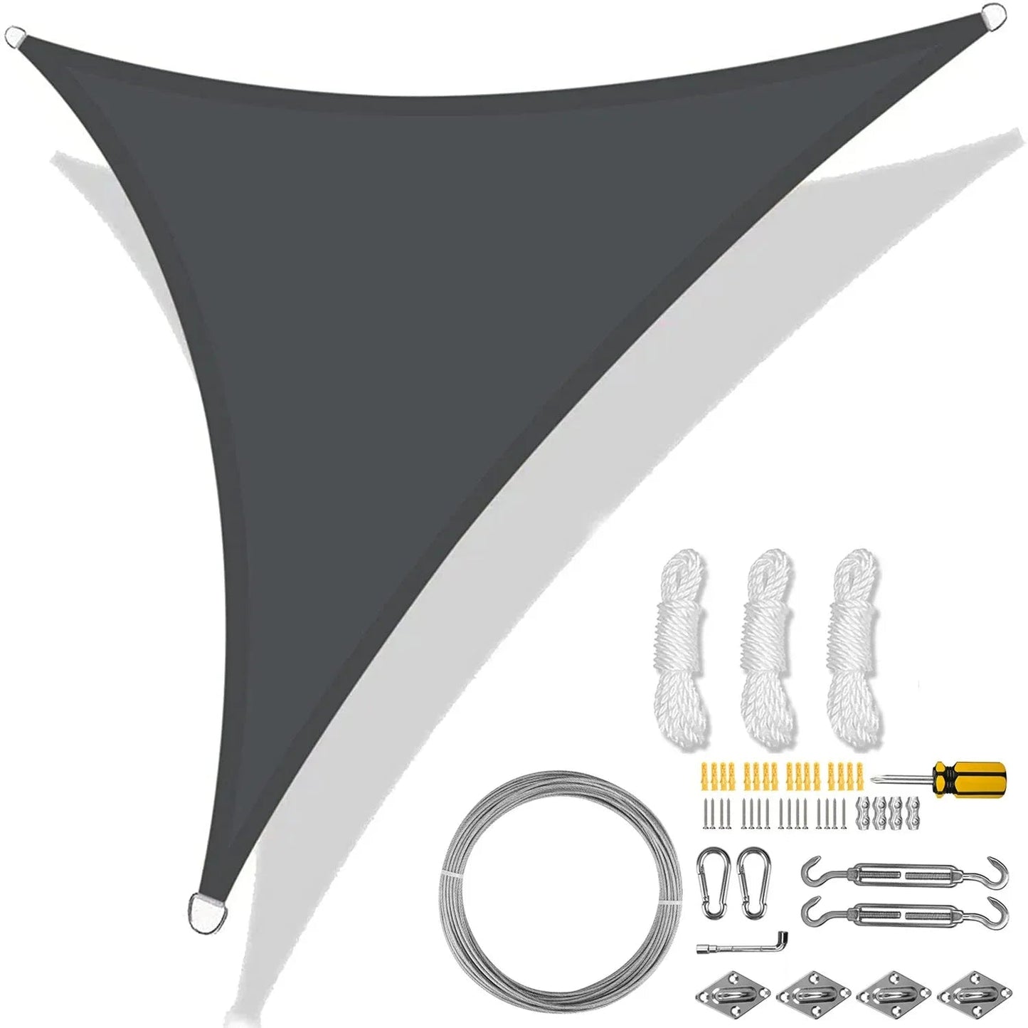 5/3.6/3/2M Triangle Shade Sail Waterproof Sunshade Sail Canopy 98%UV Block Awning with Free Rope for Garden Patio Pergola Gazebo WardBoyzPROShop