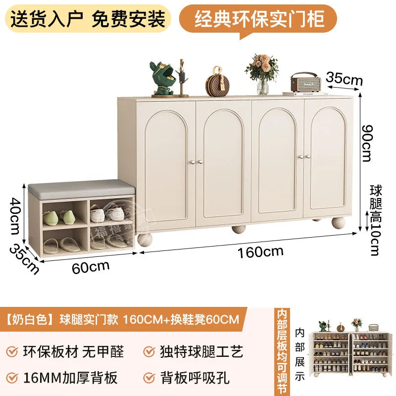 Home porch indoor entrance door shoe cabinet porch cabinet small size large capacity rattan solid wood locker.
