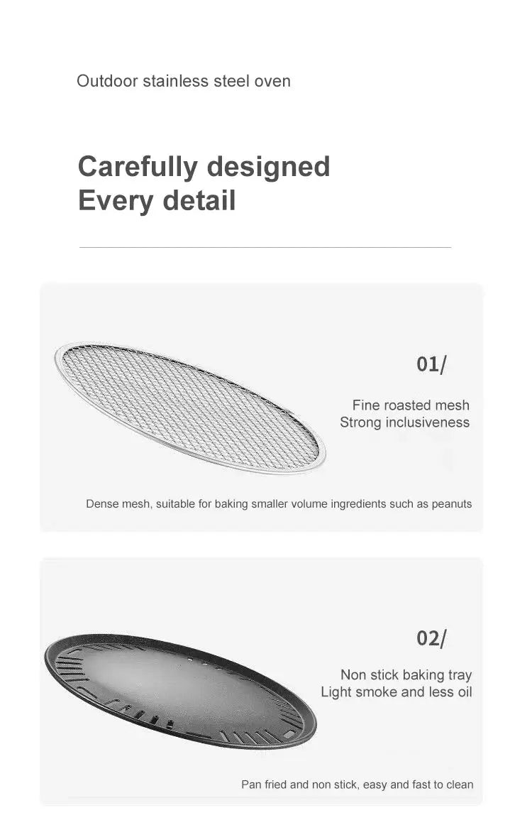 Barbecue Stove Stainless Steel Multi-purpose Barbecue Grill Round Portable Stove for Home Outdoor Camping Family Gathering WardBoyzPROShop
