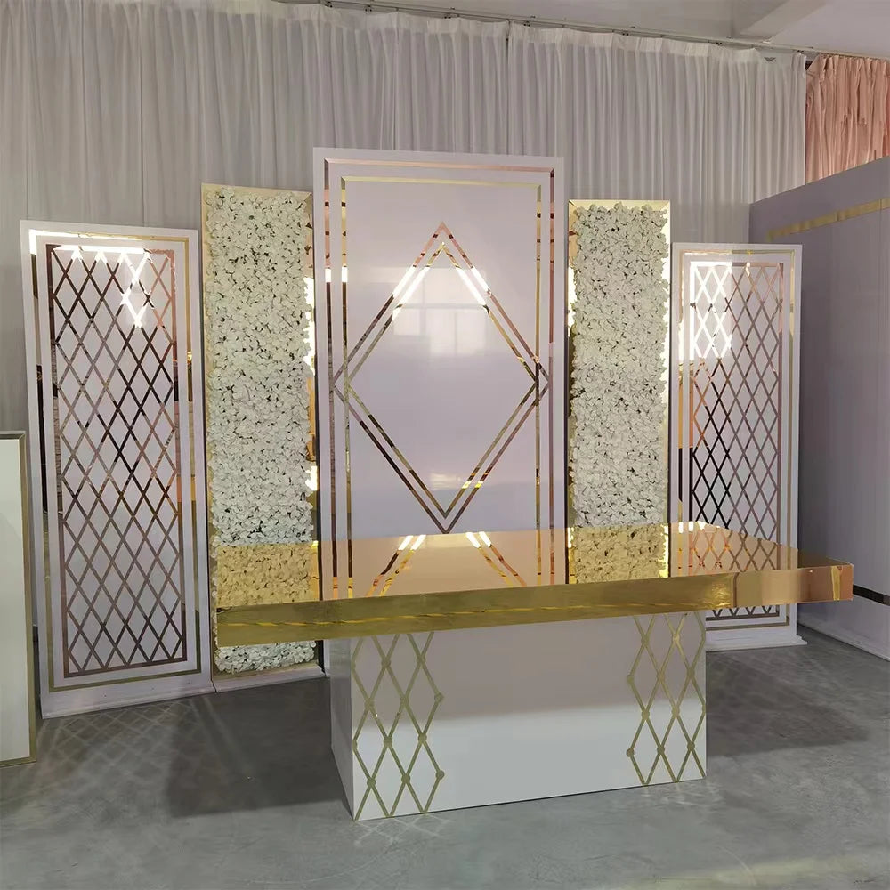 event party supplies metal wedding table with clear glass bridal and groom dining table