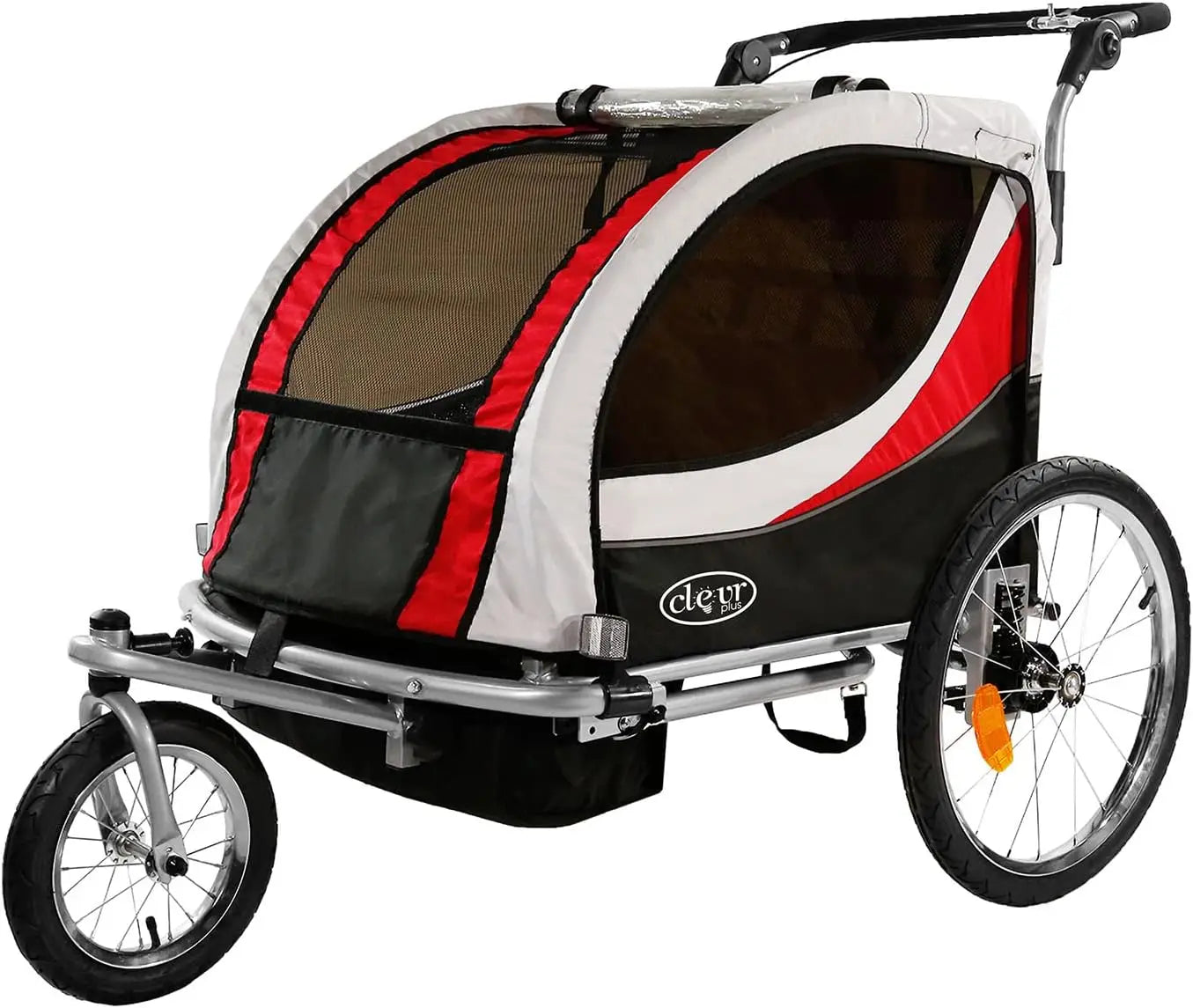 Deluxe 3-in-1 Double 2 Seat Bicycle Bike Trailer Jogger Stroller for Kids Children | Foldable Collapsible w/Pivot Front Wheel WardBoyzPROShop