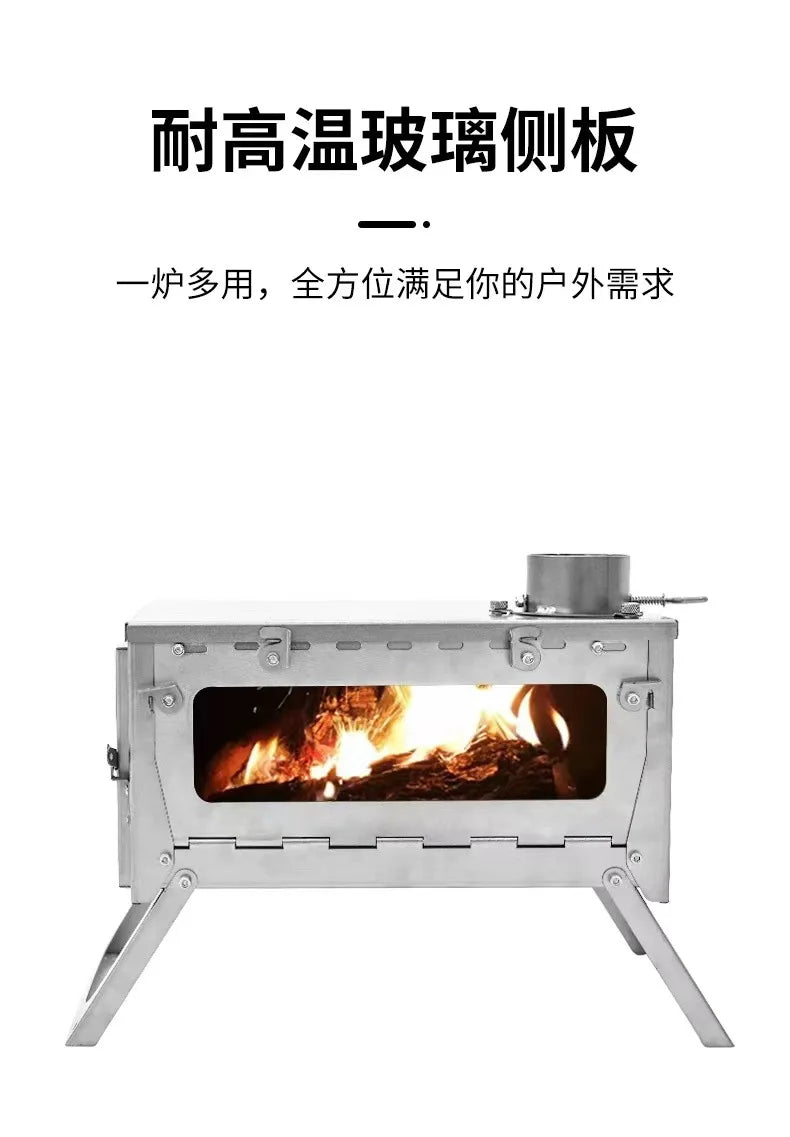 Hot Tent Stove Ultralight Wood Burning Stove For Tent Outdoor Camping Firewood Oven For Winter Backpacking