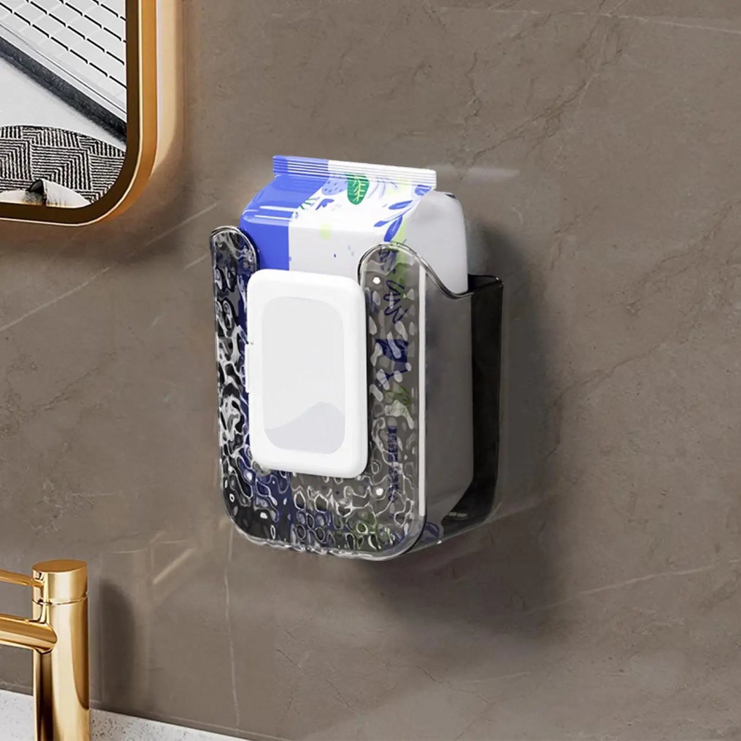 Self-Adhesive Refillable Tissue Dispenser Organizer Wipe Holder For Bathroom Container No Drilling Wall Storage Organizer Wet