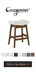Bar Stools Set of 3 Barstools with Sturdy Wood Legs Saddle Seat Counter Height Bar Stools for Kitchen Counter Bar Dining 24