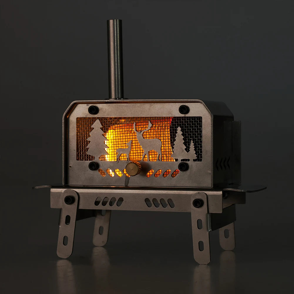 Portable Mini Folding Charcoal Stove Stainless Steel Outdoor Fire Pit Heater, Detachable Wood Burner for Camping