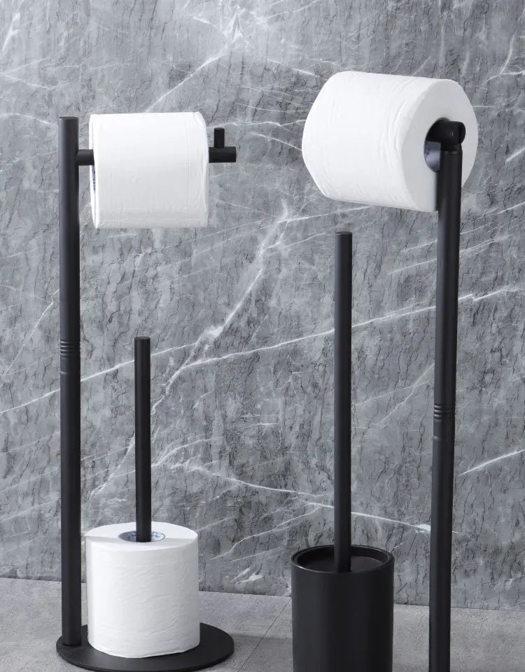 Freestanding Toilet Paper Holder – Multi-Functional Floor Standing Tissue Rack with Toilet Brush Holder for Bathroom