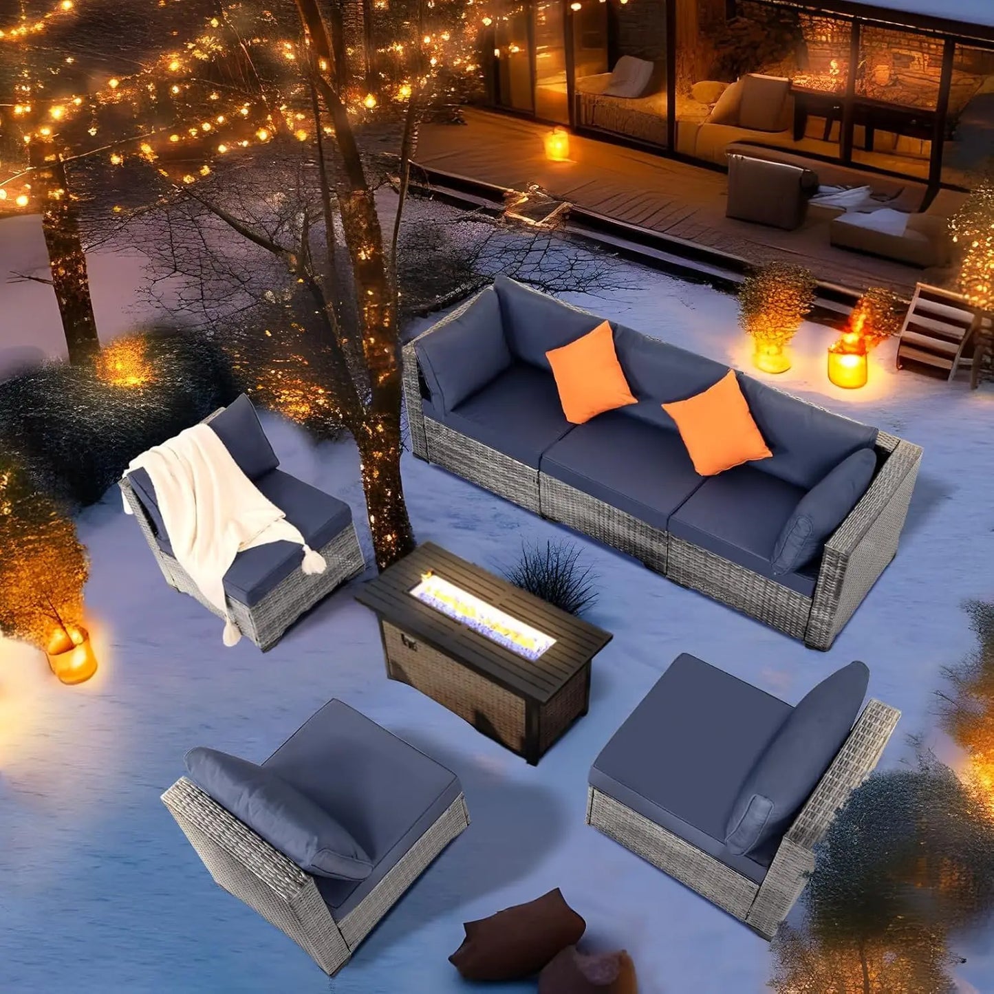 7-Piece Outdoor Wicker Sectional Sofa Set, Patio Garden Furniture, PE Rattan, Customized