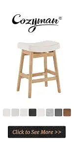 Bar Stools Set of 3 Barstools with Sturdy Wood Legs Saddle Seat Counter Height Bar Stools for Kitchen Counter Bar Dining 24