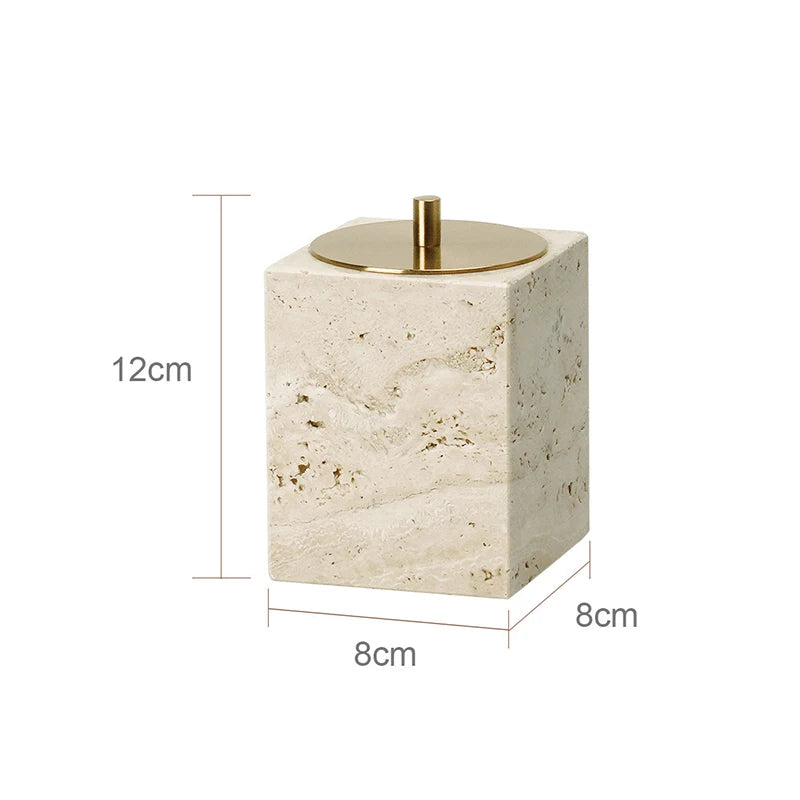 Travertine Bathroom Accessories Set Luxury Soap Dish Soap Dispenser Reed Diffuser Tissue Box Tray Bathroom Set