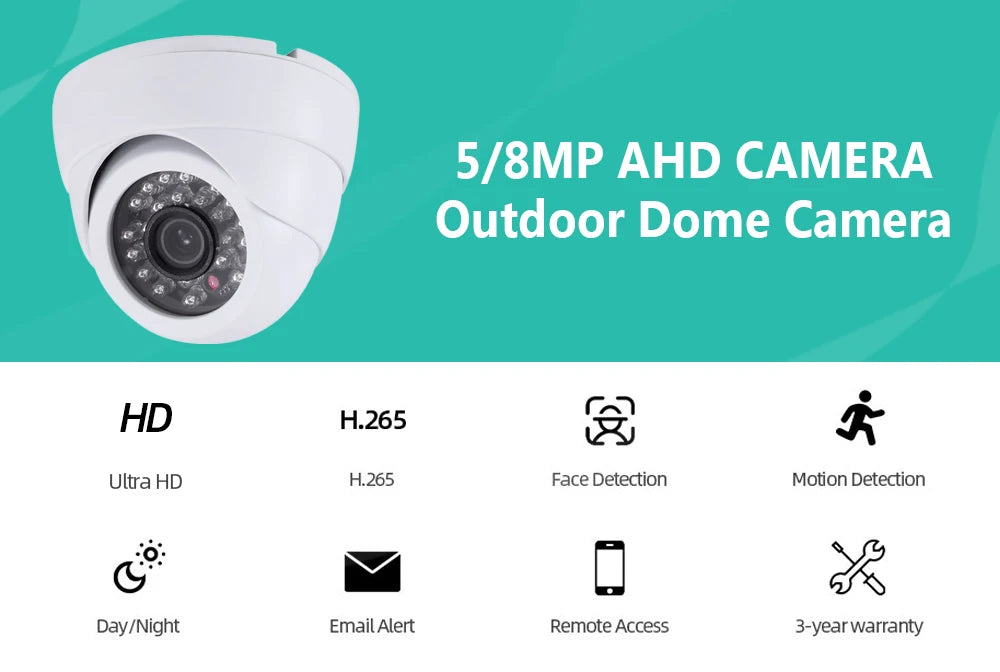 4K CCTV Security Analog Dome Camera BNC Outdoor Waterproof Face Detection AHD DVR Camera Video Surveillance System 8MP XMEYE 5MP