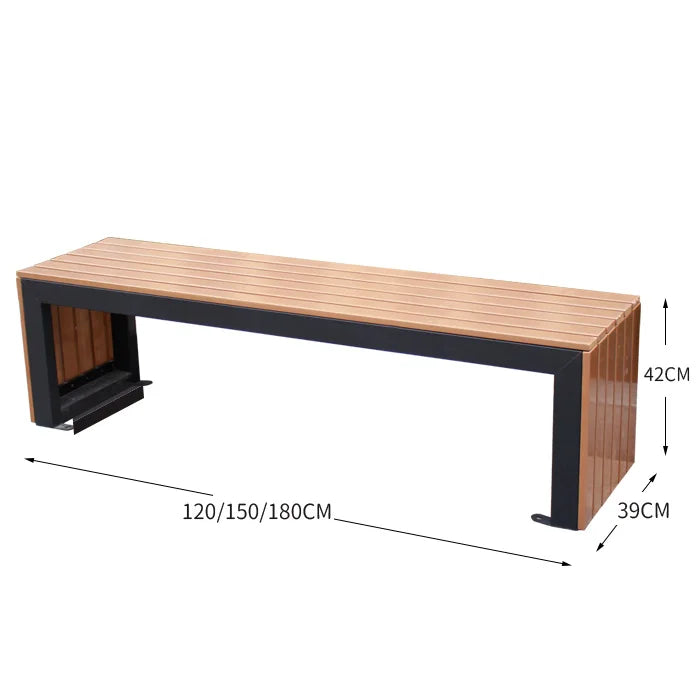 Modern Urban Furniture Garden Bench Stainless Steel Bench Park Seating Wooden Garden Outdoor Patio Stainless Steel Benches