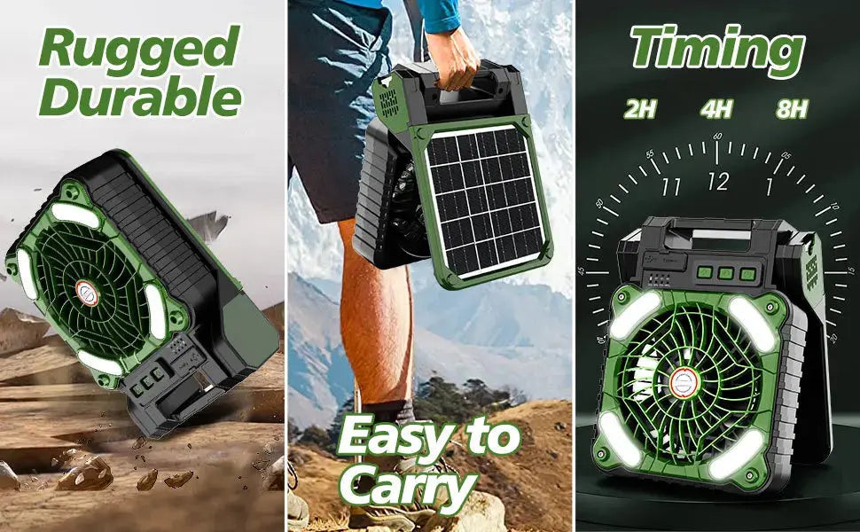 Portable Solar Fans 7800mAh LED Lantern Rechargeable Solar Powered Camping Fan 4 Speeds Powerful Wind 90° Folding Ventilador WardBoyzPROShop