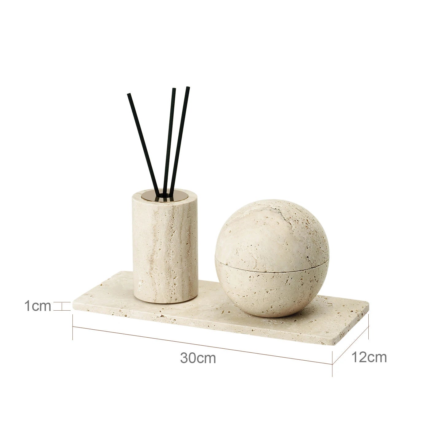 Travertine Bathroom Accessories Set Luxury Soap Dish Soap Dispenser Reed Diffuser Tissue Box Tray Bathroom Set