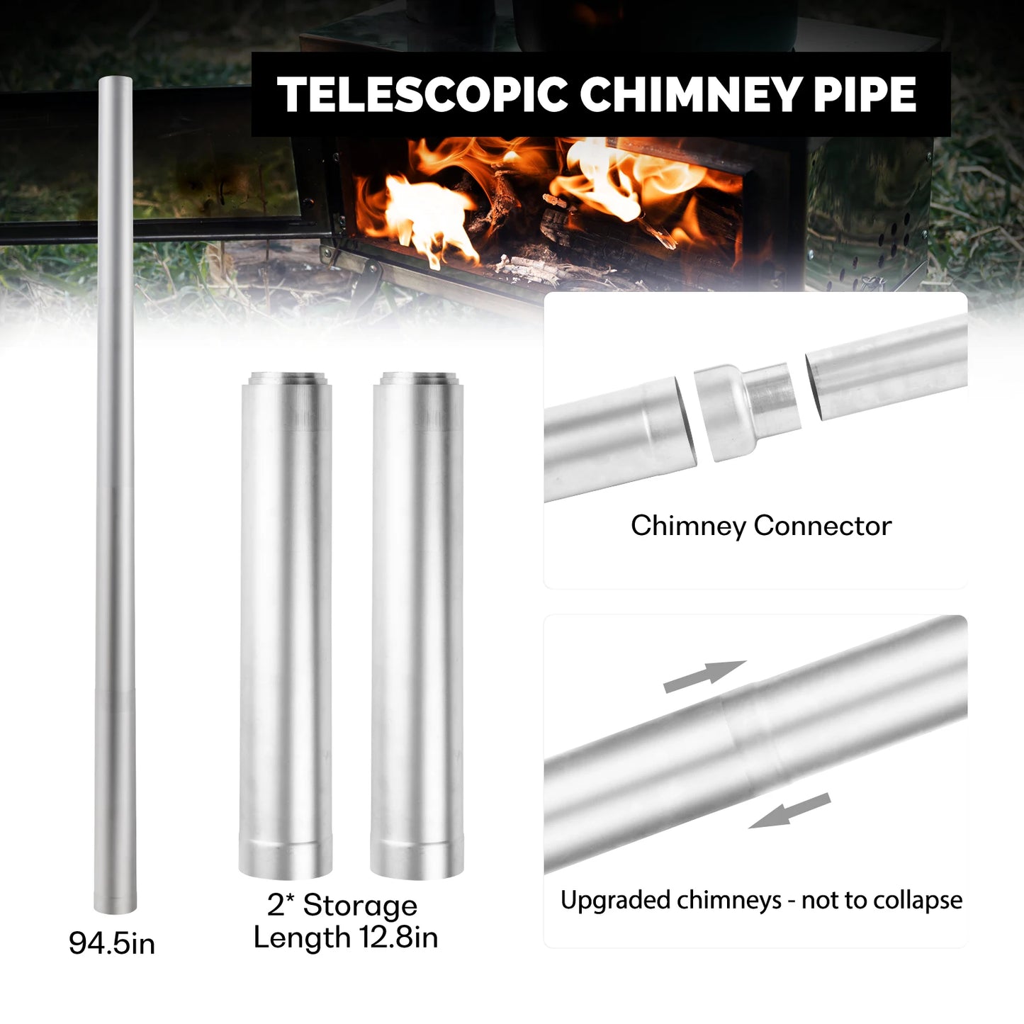 CHANGE MOORE Outdoor Portable Folding Secondary Conbustion Camping Wood Stove Detachable Burning Wood Stove Winter Camping