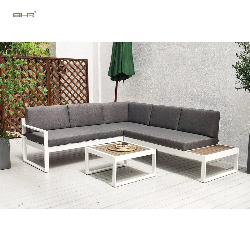 BHR Garden Furniture Set L Shape Leisure Garden Sofa Outdoor Aluminum Furniture Patio Sectional Sofa Garden Set Patio Furniture