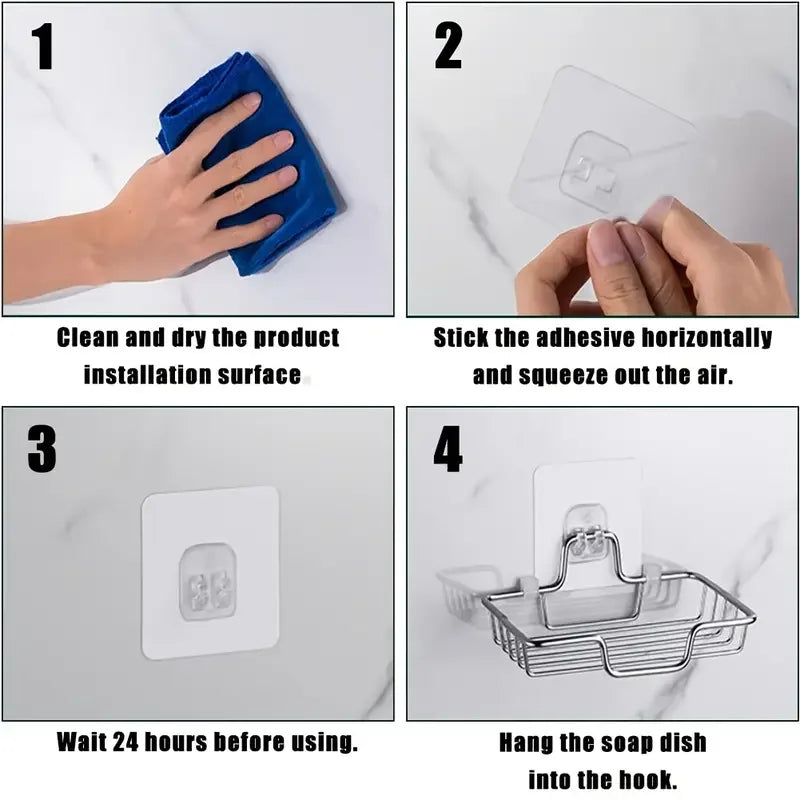 Stainless Steel Soap Dish – Wall-Mounted, No Drill, Holds 2 Soap Bars, Drain Holes, Bathroom Decor for Halloween & Christmas