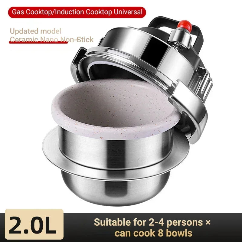 1.6L/2L Pressure Cooker Outdoor Camping Portable Micro Pressure Cooker Household 304 Stainless Steel 5-minute Quick Cooking Pot