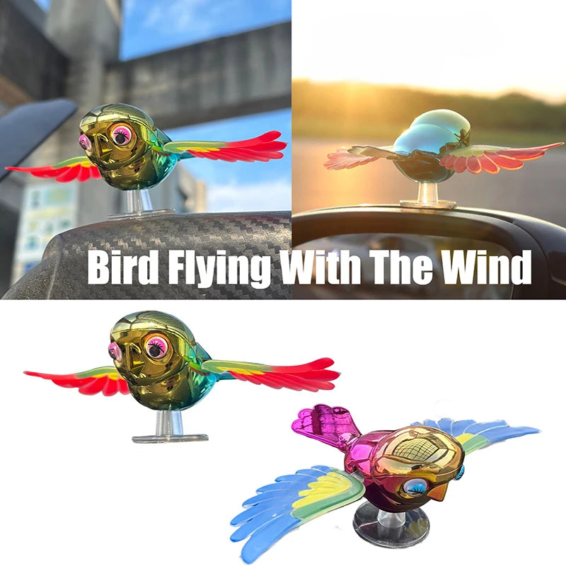 Vibrant Simulation Fly Bird Motorcycle Car Charm, Cute Winged Mate Waving in the Wind, Cool and Fun Car Companion