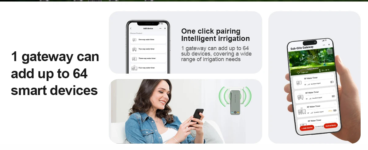 4 Outlet Programmable Water Timer for Garden Hose, with Rain Delay/Automatic Watering System, Digital Irrigation for Yard, Lawn