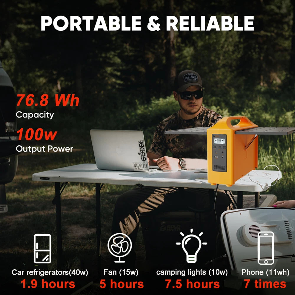 jsdsolar Portable Power Station 100W Solar Generator output AC 220V 110V LiFePO4 Power Bank UPS Power Plant For Outdoor Camping WardBoyzPROShop