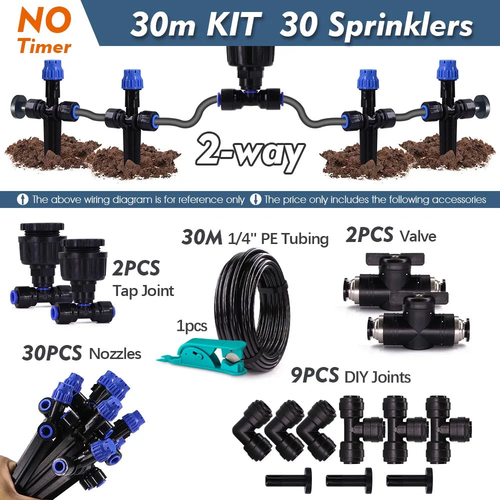 1/4" Garden Irrigation Timed System Rain Sensor LCD Timer 4/6mm Adjustable Sprinkler Drippers Outdoor Lawn Plant Pots Watering