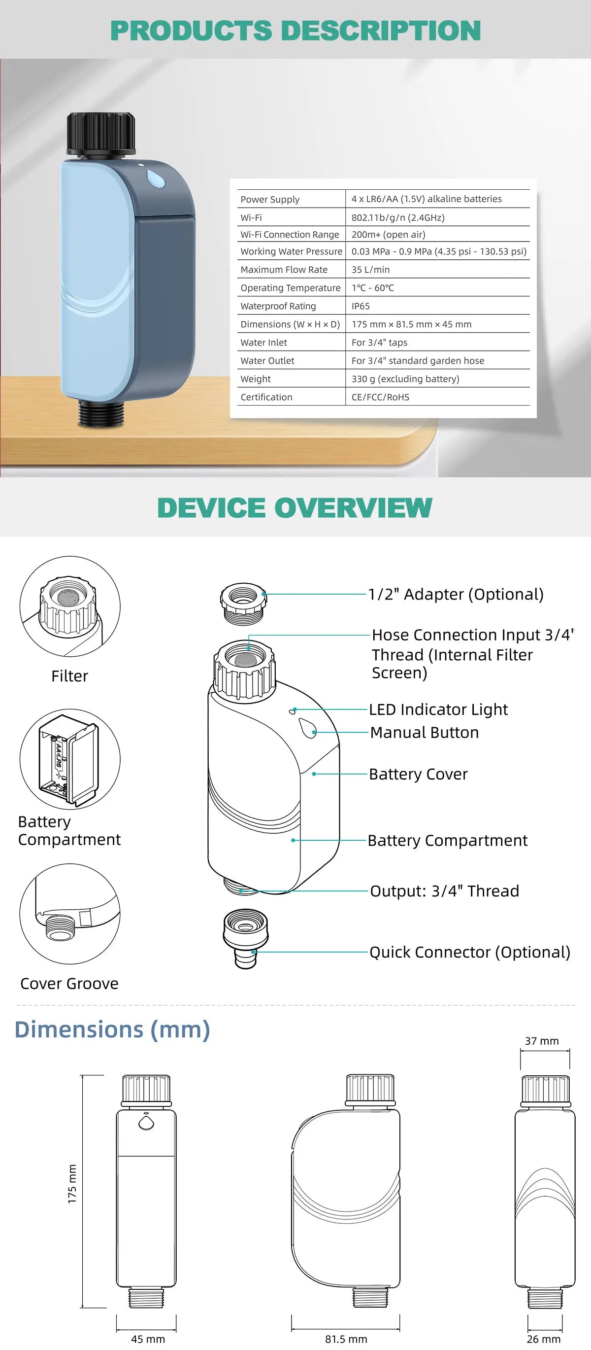 Smart WIFI Garden Watering Timer Tuya Automatic Sprinkler Remote Drip Irrigation System Outdoor Water Controller Valve Goole Hom