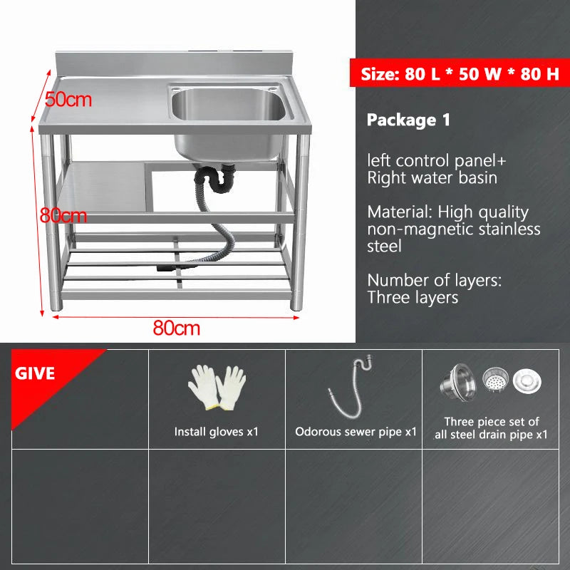 Thickened Stainless Steel Washbasin Household Sink Double Sink Kitchen Washing Basin Countertop Integrated with Bracket Sink
