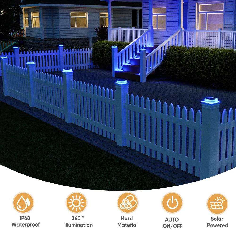 6Pcs Solar Deck Lights Fence Post Solar Lights for Patio Pool Stairs Step and Pathway Deck Lights Solar Powered Outdoor Lights