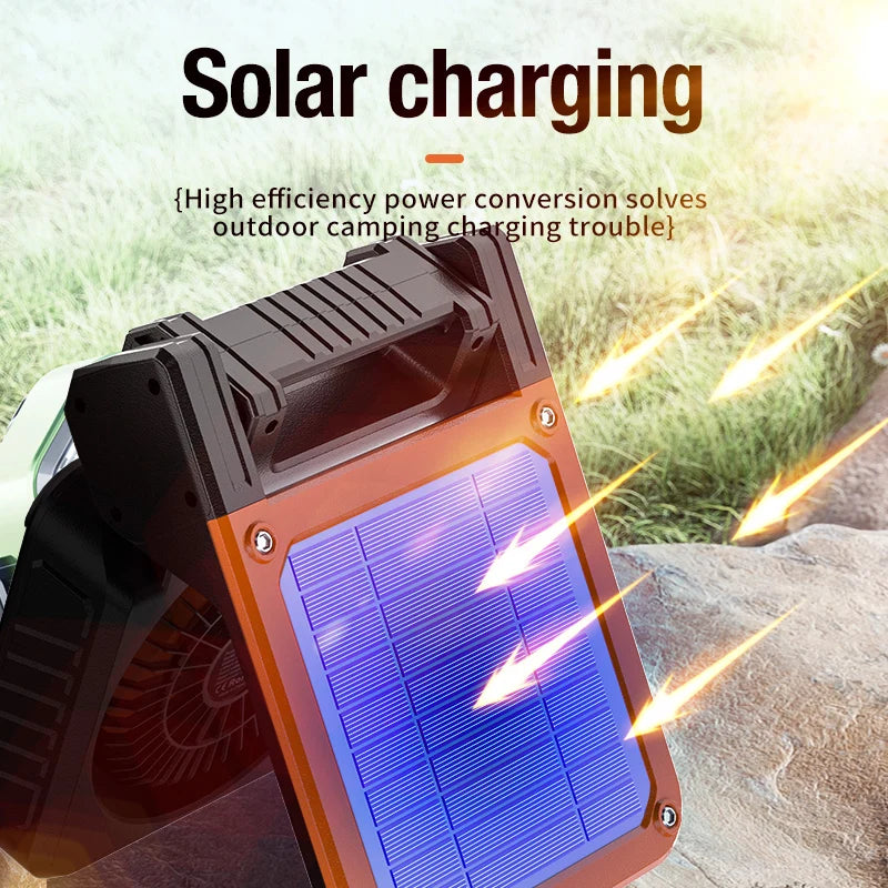 Outdoor camping fan portable USB tent lighting LED multifunctional Amazon camping solar electric fan WardBoyzPROShop
