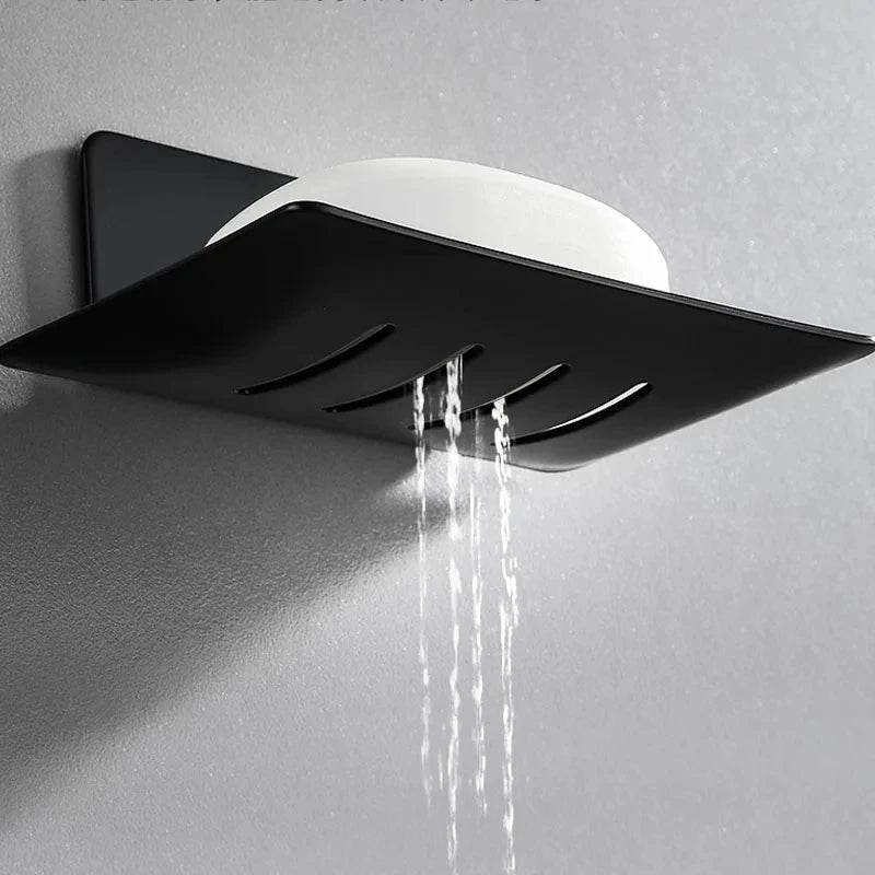 Stainless Steel Soap Holder Bathroom Soap Dish With Drain Water No Drilling Wall Mounted Soap Box Bathroom Accessories