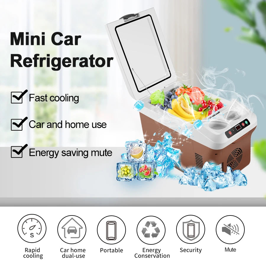 220V 12V 24V Portable Electric Cooler Refrigerator For Car Mini Fridge Cool Ice Box Freezer For Camping Home Truck Beach Vehicle