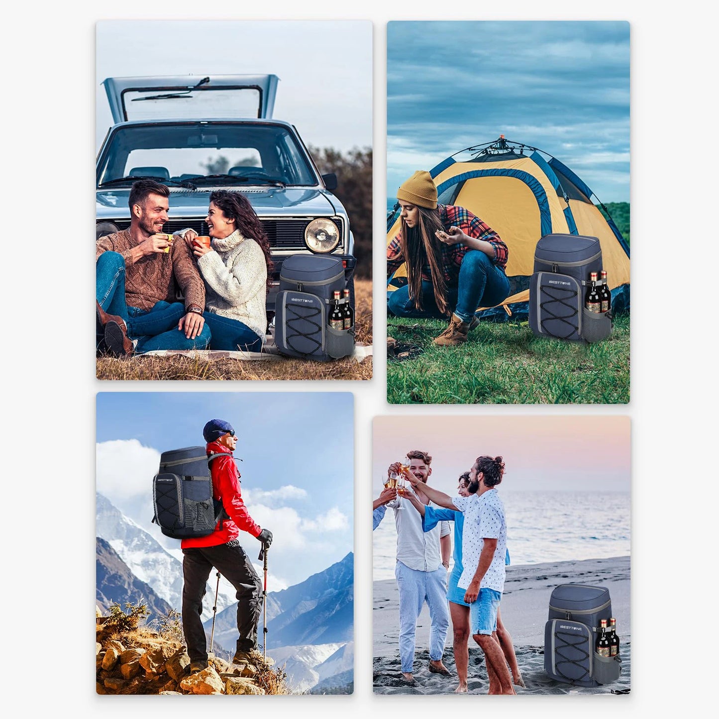 WESTTUNE 35 Can Cooler Backpack Leakproof Insulated Soft Cooler Bag Camping Beach Cooler Ice Chest Backpack for Hiking Travel
