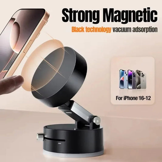 Foldable Car Phone Holder Vacuum Double-sided Magnetic Dashboard GPS Stand for Magsafe iPhone 16-12 Pro Max Samsung Xiaomi Mount WardBoyzPROShop