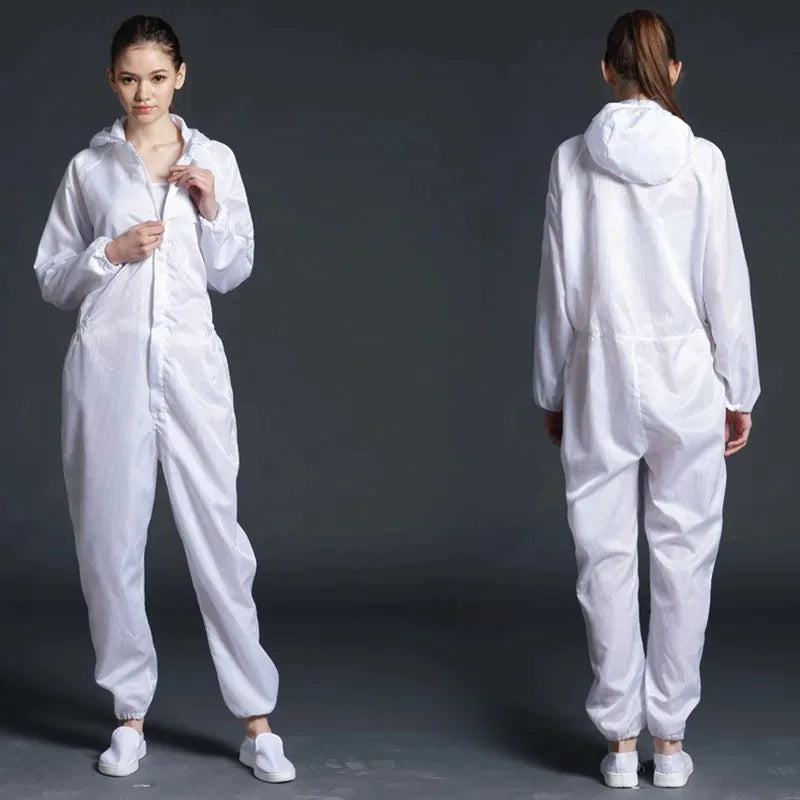 One-piece Coveralls Clean Clothes Hood Cleanroom Garments Clean Food Dust-proof Paint Work Clothing Unisex Protective Overalls
