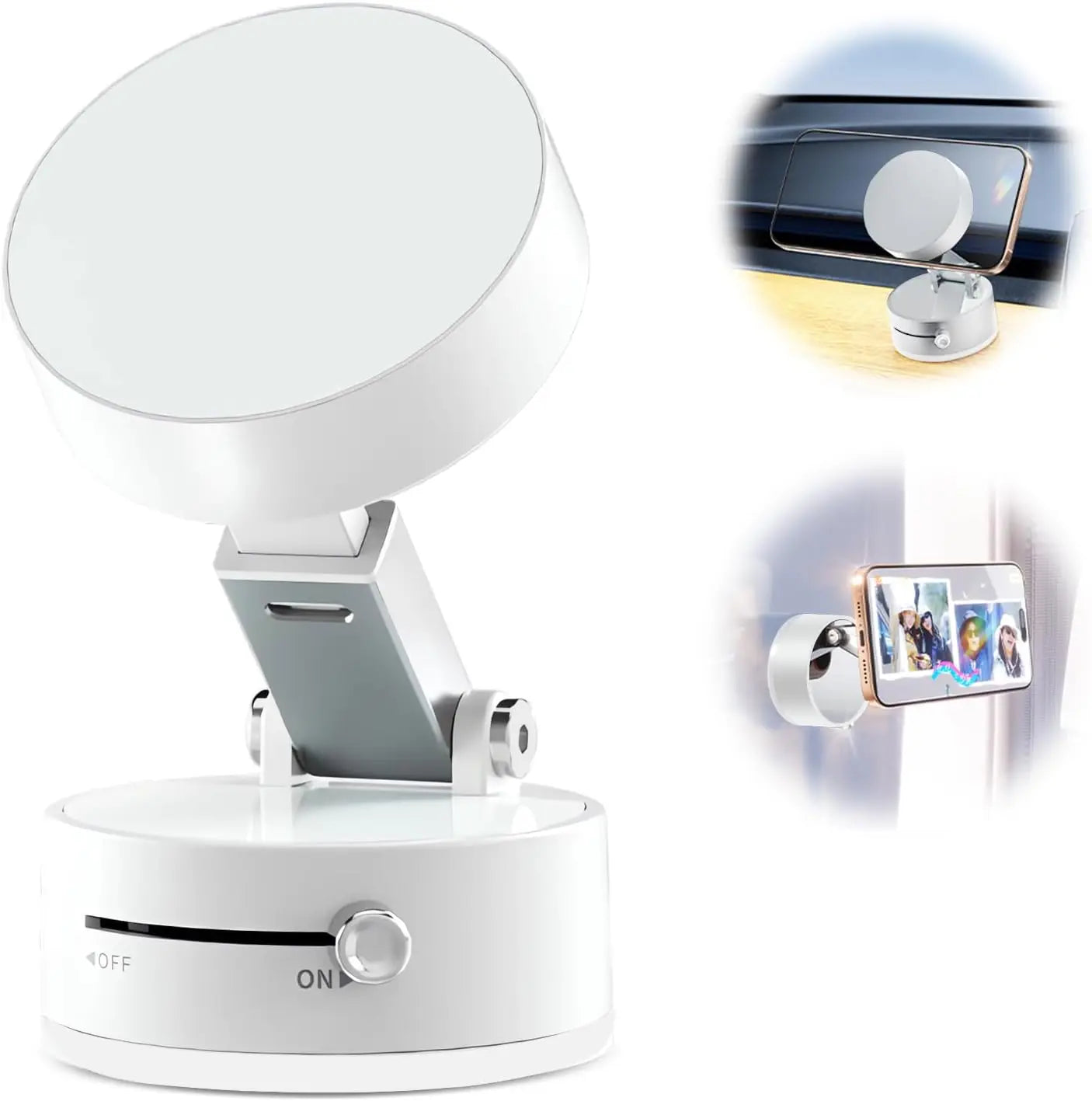 Bonola Mobile Phone Vacuum Suction Cup Holder Foldable for iPhone/ Android Kitchen Lazy Vacuum Double Sided Magnetic Bracket WardBoyzPROShop